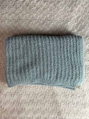 Bearpaw Blue Chenille Baby Blanket Sweater Knit Soft Ribbed Security Lovey